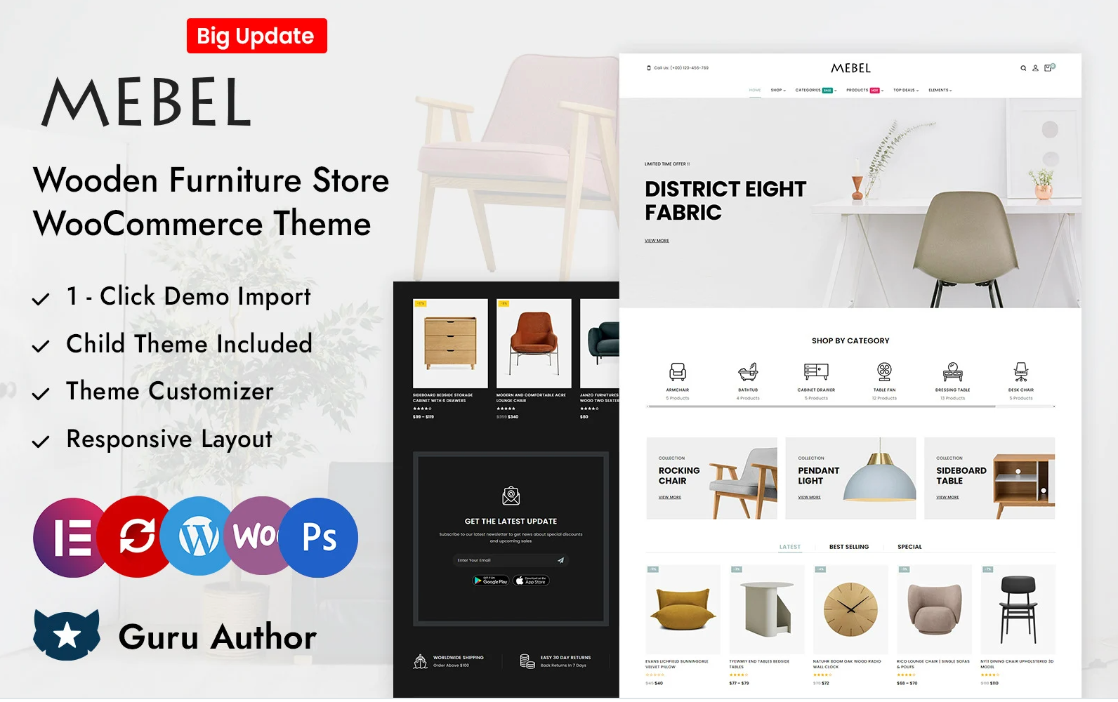 Mebel - Wooden Furniture Store Elementor WooCommerce Responsive Theme