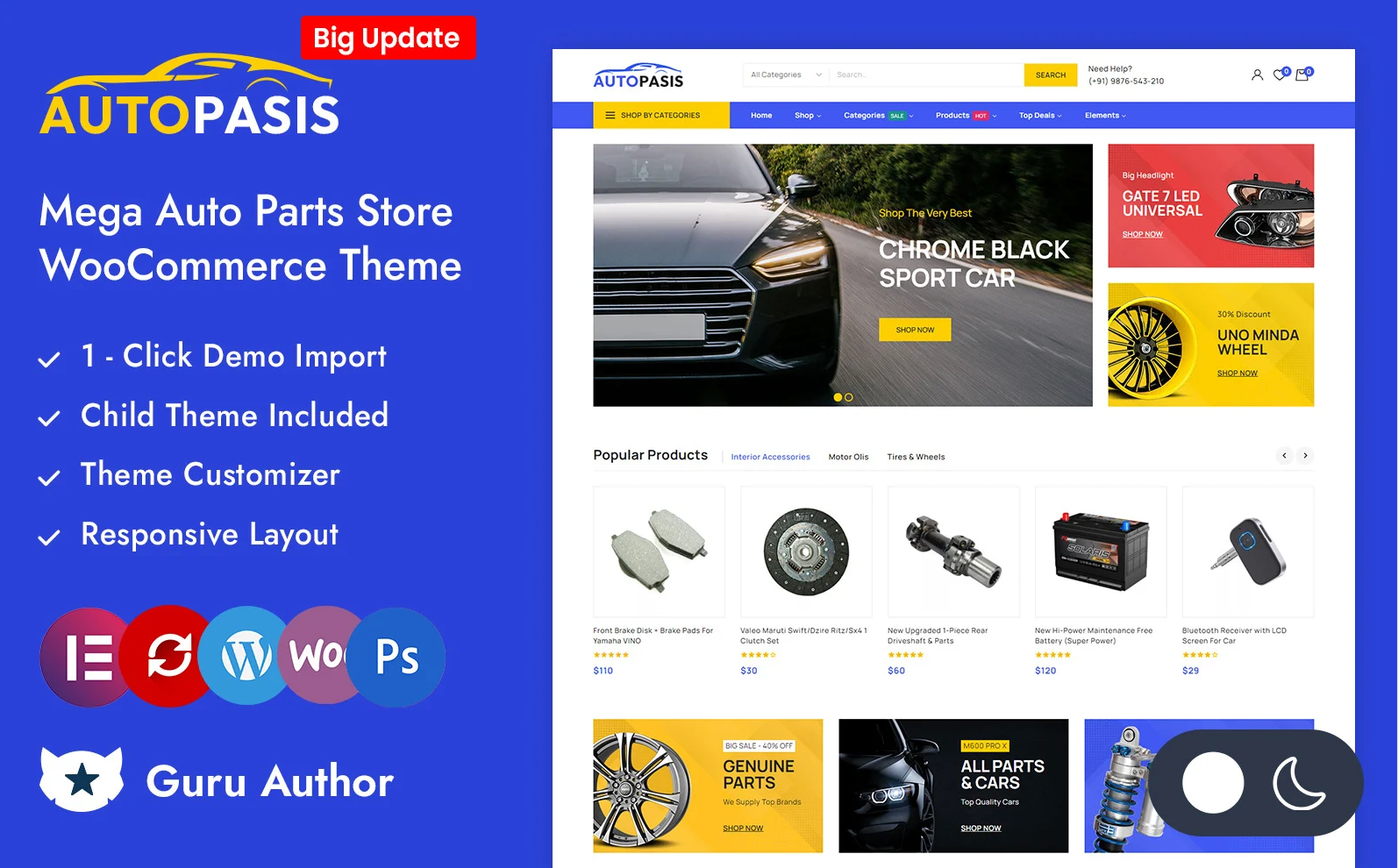 Autopasis - Automobile, Auto Parts & Tools Shop Elementor WooCommerce Responsive Theme