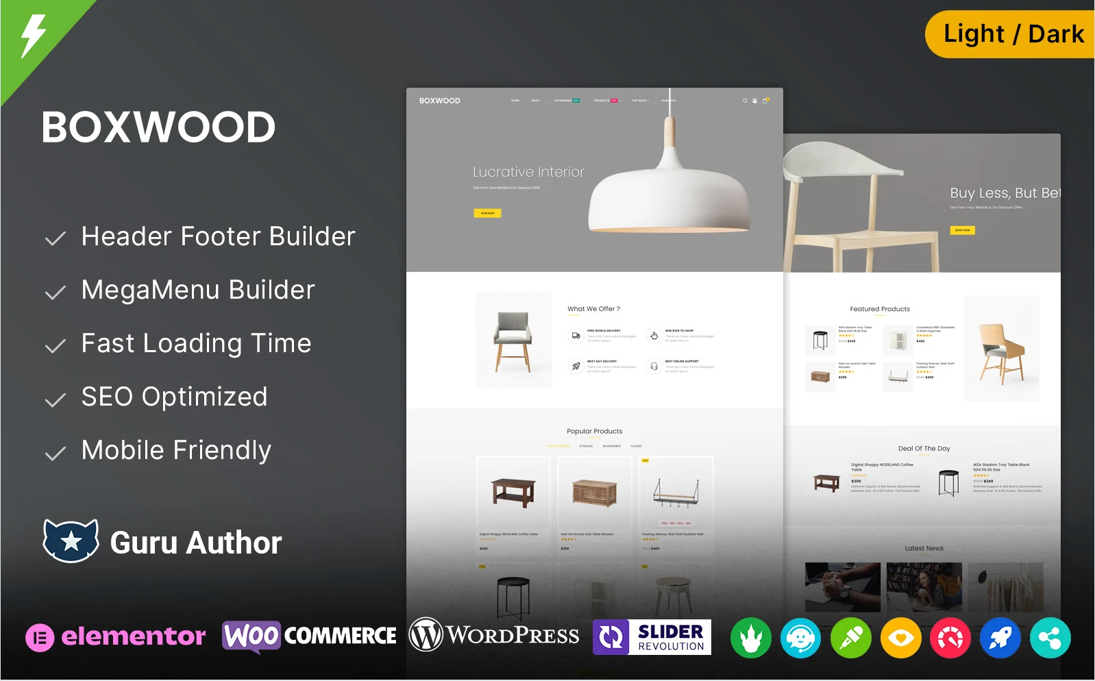 BoxWood - Lighting, Furniture, and Interior Shopping Mall Elementor WooCommerce Theme