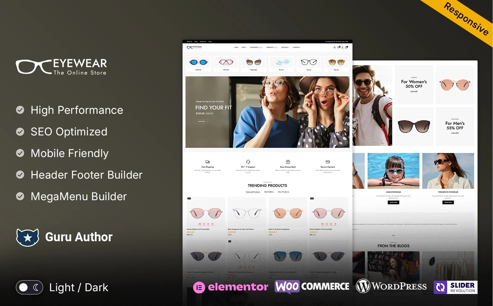 Eyewear - Eye Glasses, Goggles and Sunglass Multipurpose WooCommerce Elementor Theme