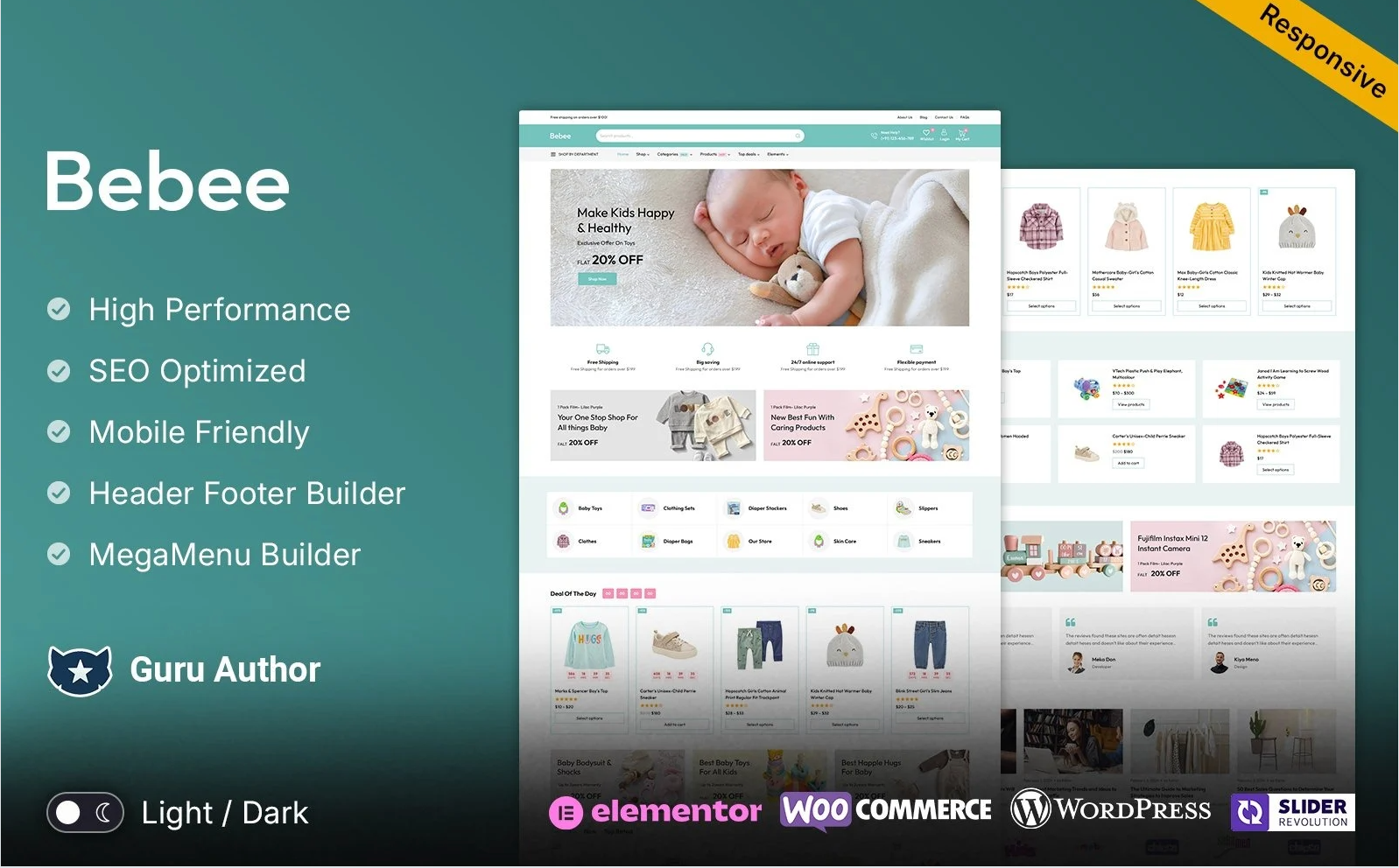Bebee - Baby Infant Fashion Store and Toys Elementor WooCommerce Responsive Theme