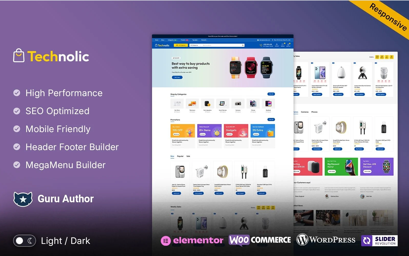 Technolic - Electronics, Gadgets and Technology Multipurpose WooCommerce Elementor Theme