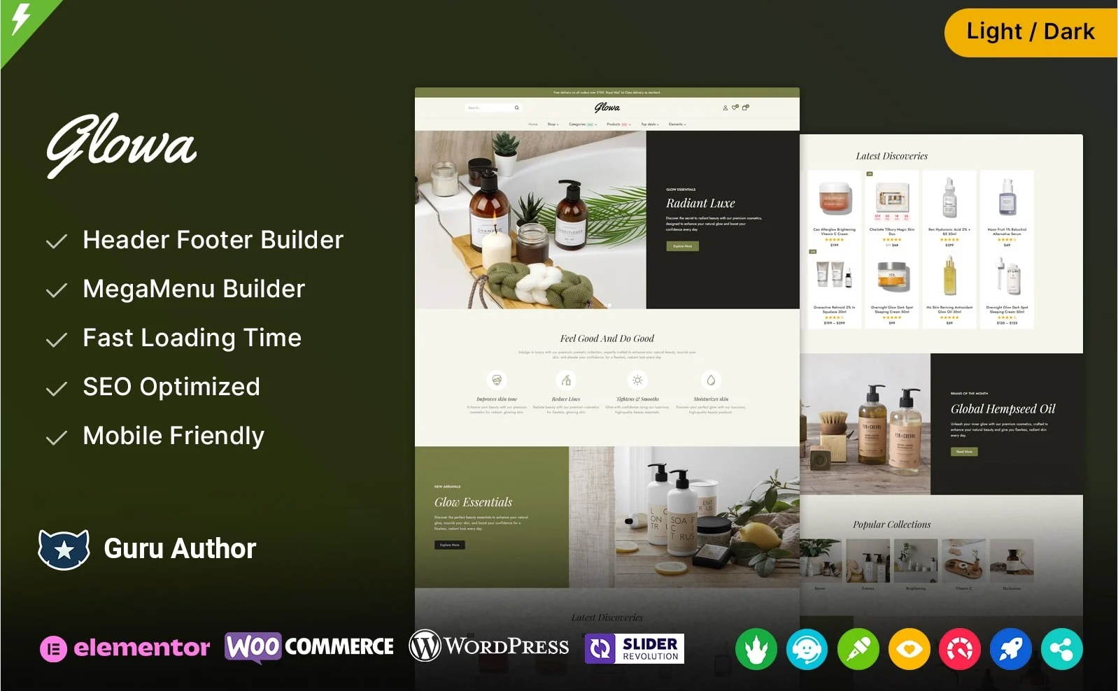 Glowa - Cosmetic and Beauty Skin Care and Perfume Store Responsive WooCommerce Theme