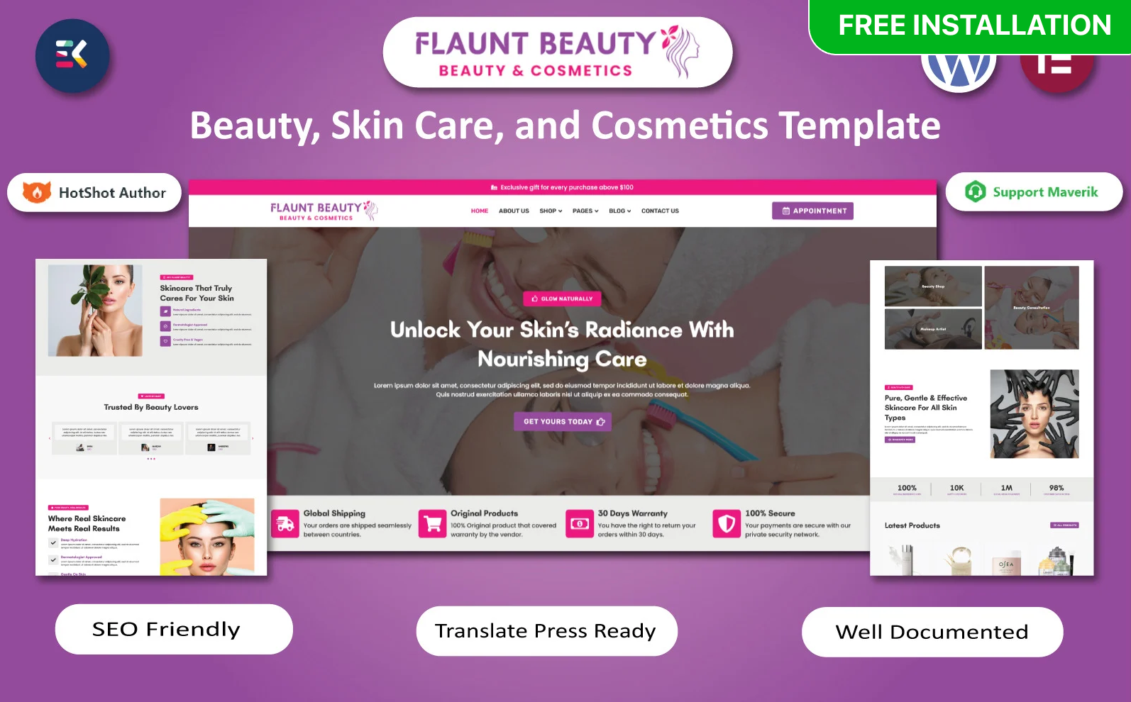 Flaunt Beauty - Beauty, Skin Care, and Cosmetics WooCommerce Elementor Template