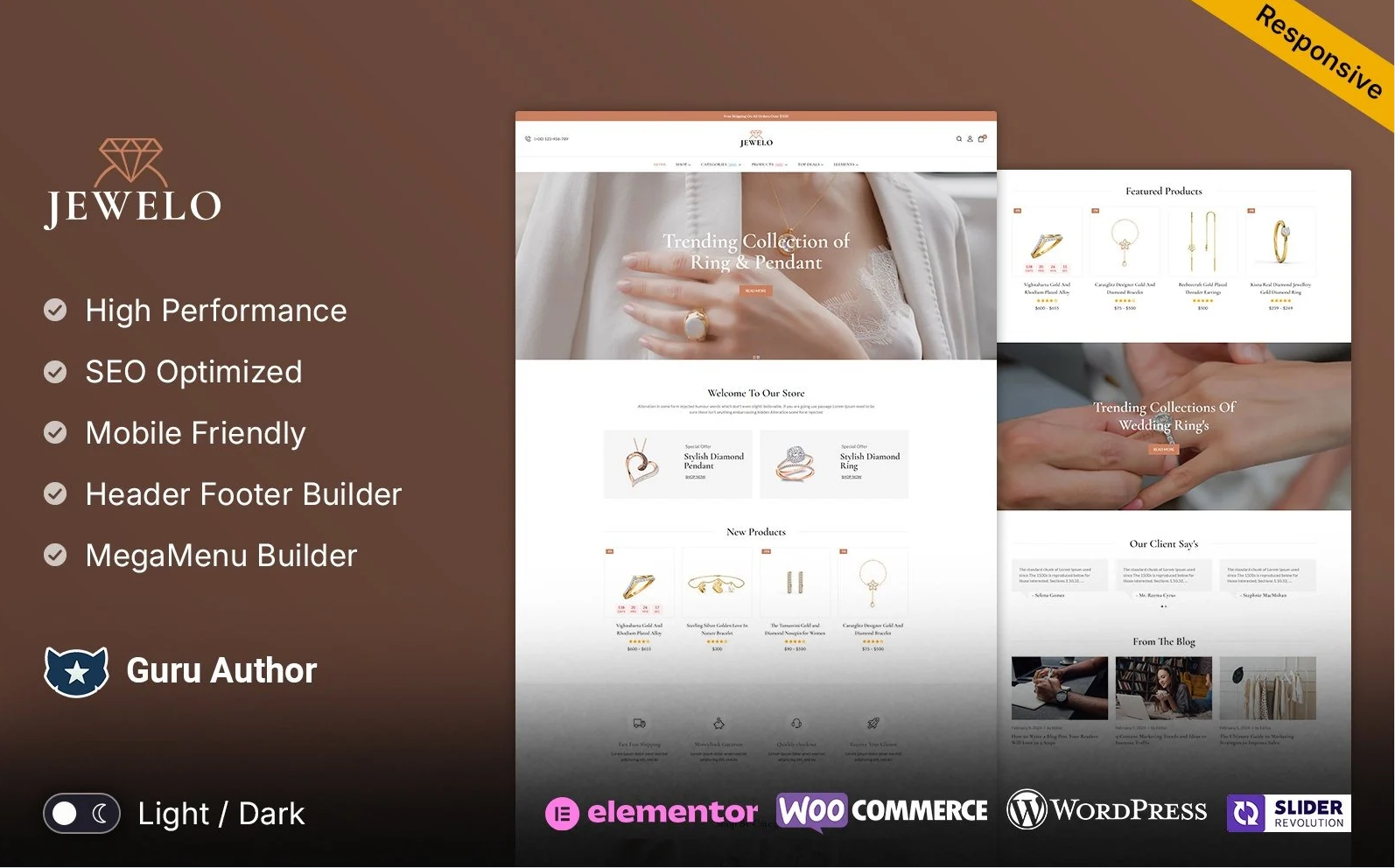 Jewelo - Jewelry and Fashion Responsive WooCommerce Elementor Store