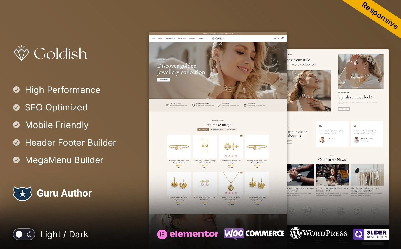 Goldish - Jewelry and Fashion and Imitation Store WooCommerce Elementor Responsive Theme
