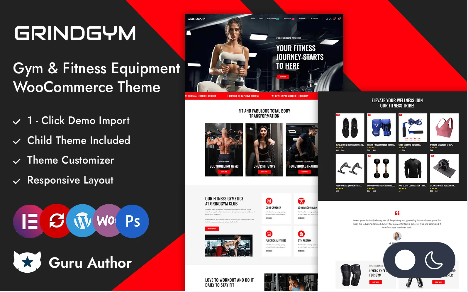 Grindgym - Gym, Yoga and Fitness Equipment Store Elementor WooCommerce Responsive Theme