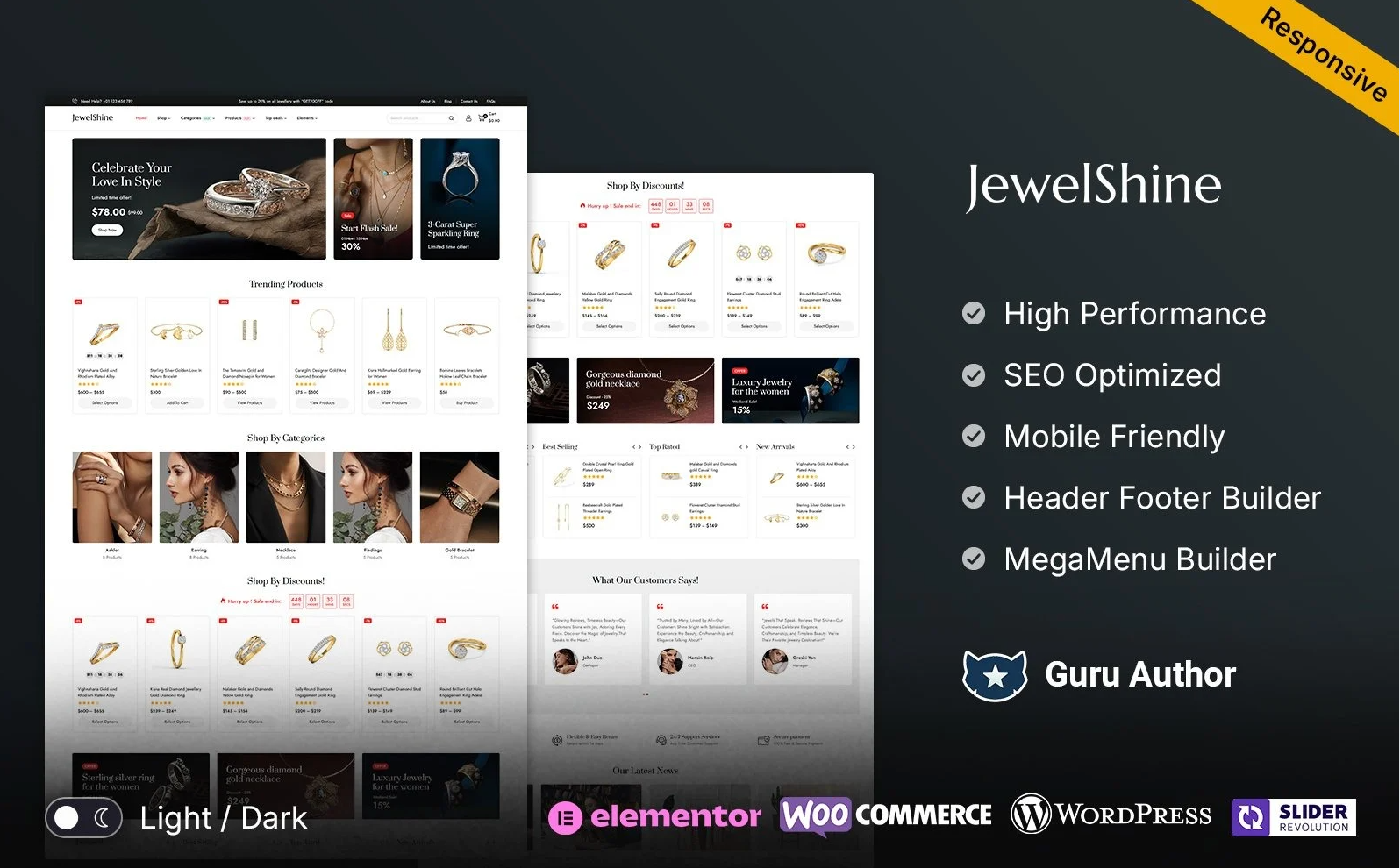 Jewelshine - Jewelry and Diamond Elementor WooCommerce Responsive Theme