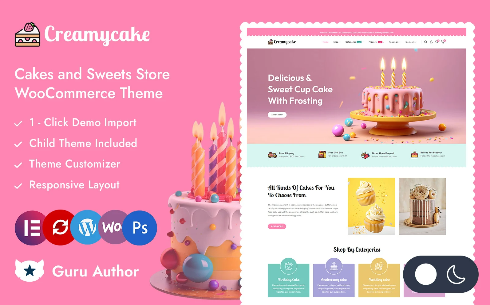Creamycake - Cake, Sweets & Ice-Cream Store Elementor WooCommerce Responsive Theme
