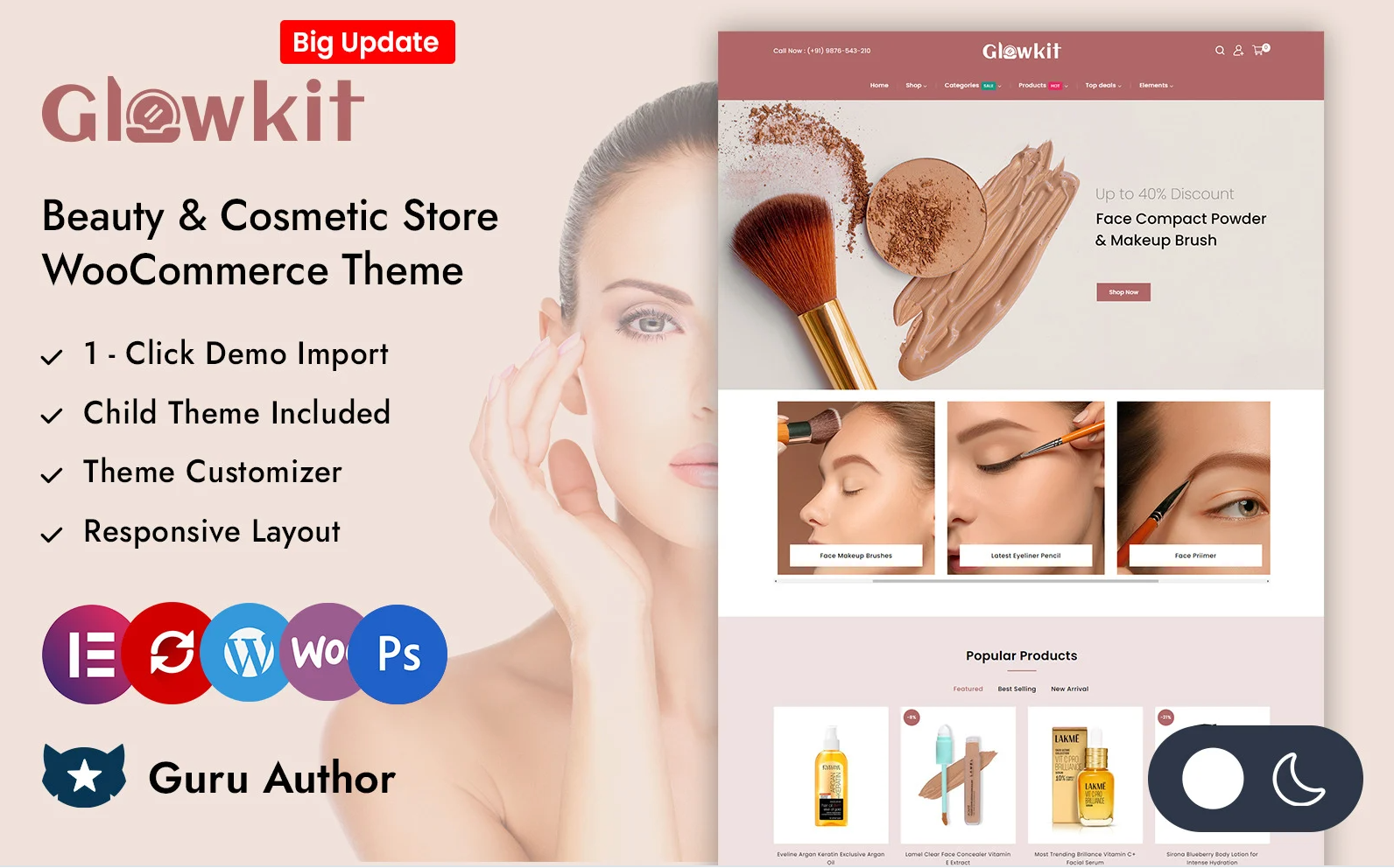 Glowkit - Beauty and Cosmetic Store Elementor WooCommerce Responsive Theme