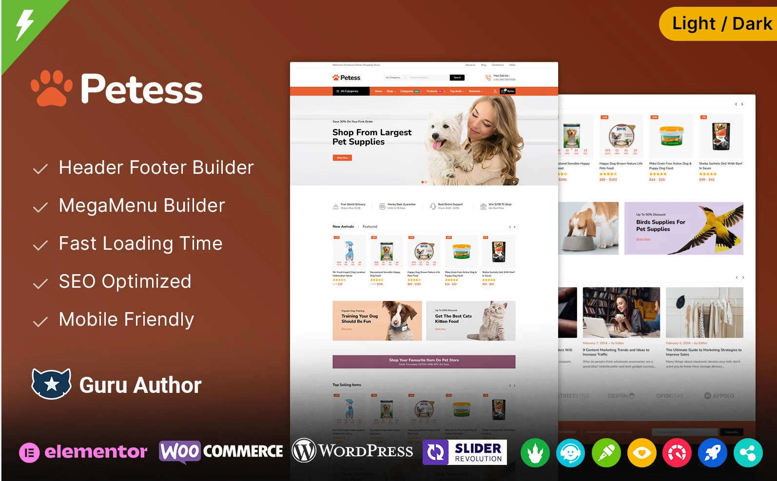 Petess - Pet Shop and Pet Care and Pet Food Elementor WooCommerce Theme