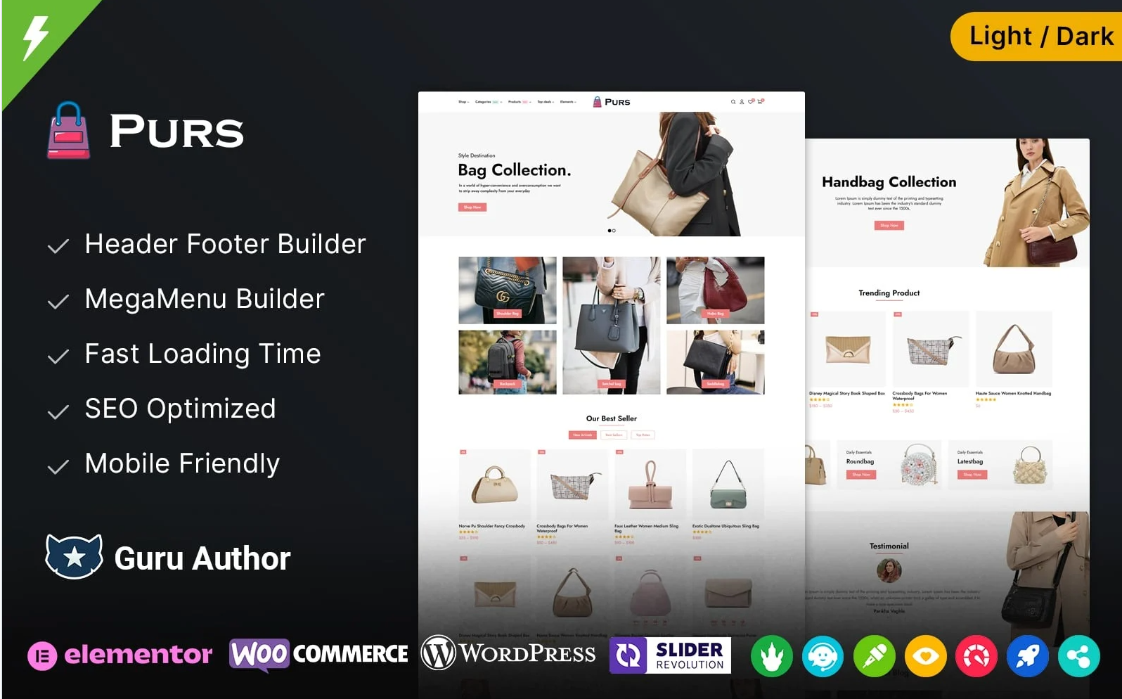 Purs - Purse and Handbags and Leather Bag Store WooCommerce WordPress Theme