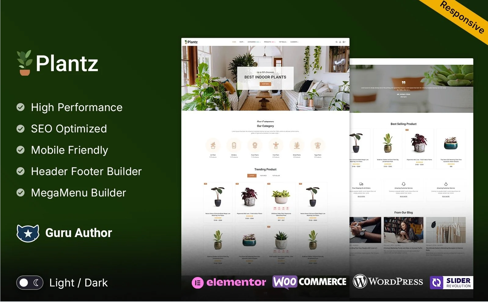Plantz - Nursery, Gardening and Houseplants WooCommerce Elementor Theme