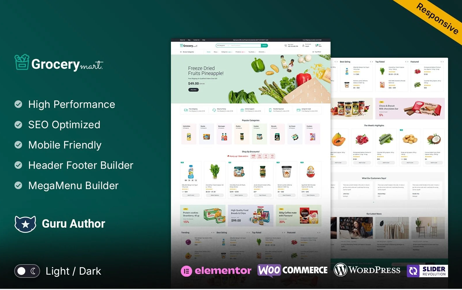 Grocery Mart – Grocery Vegitables and Organic Elementor WooCommerce Store