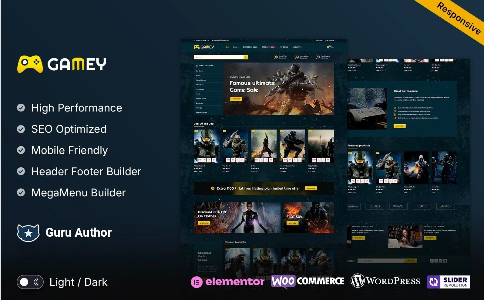 Gamey - Online Game Elementor WooCommerce Theme