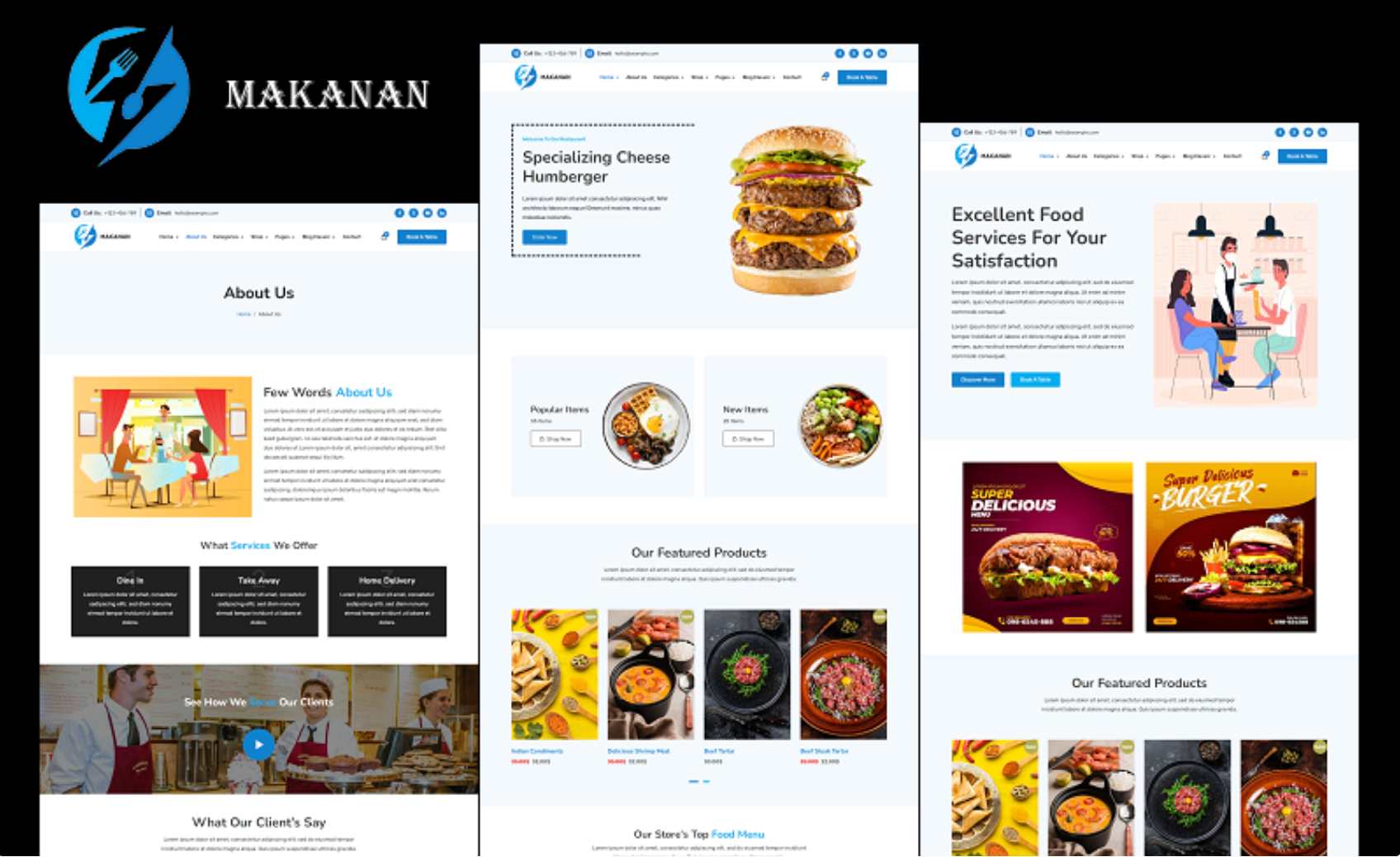 Makanan - Restaurant, Food Store, Table Reservation eCommerce, WooCommerce Theme