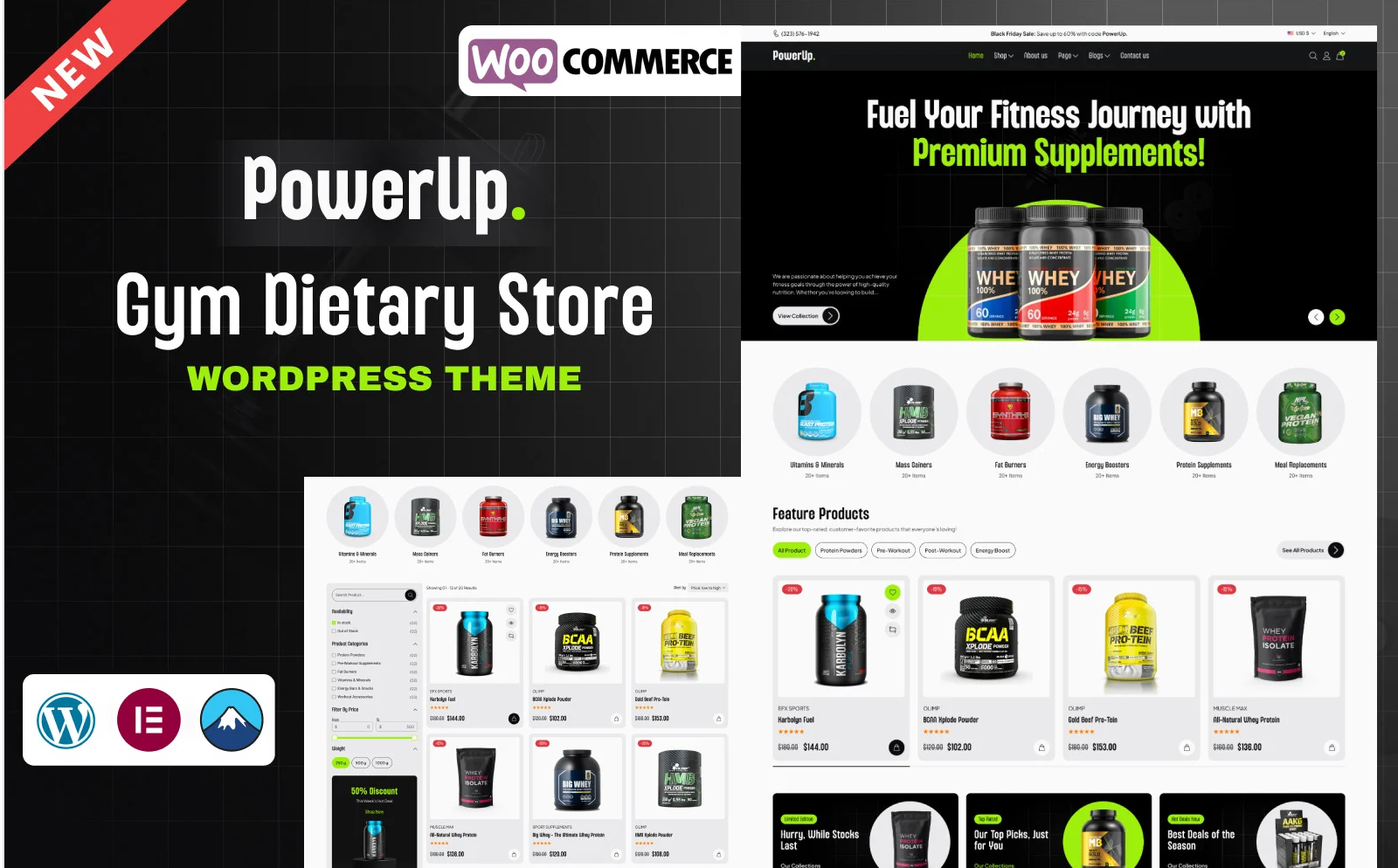 PowerUp – Health & Fitness Supplement WooCommerce Store WordPress Theme