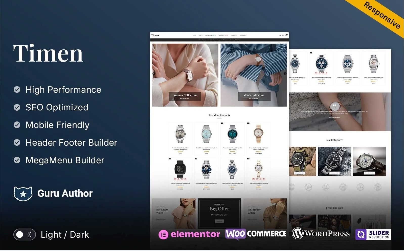 Timen - Watch and Jewelry and Fashion Multipurpose Elementor WooCommerce Theme