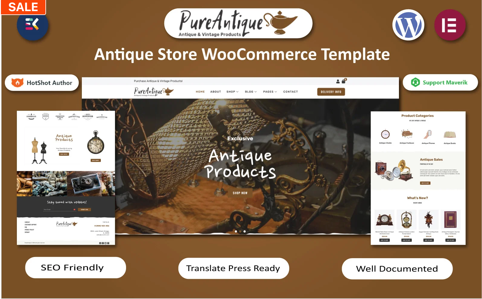 Pure Antique - Antique & Art Gallery Store WooCommerce Elementor Template