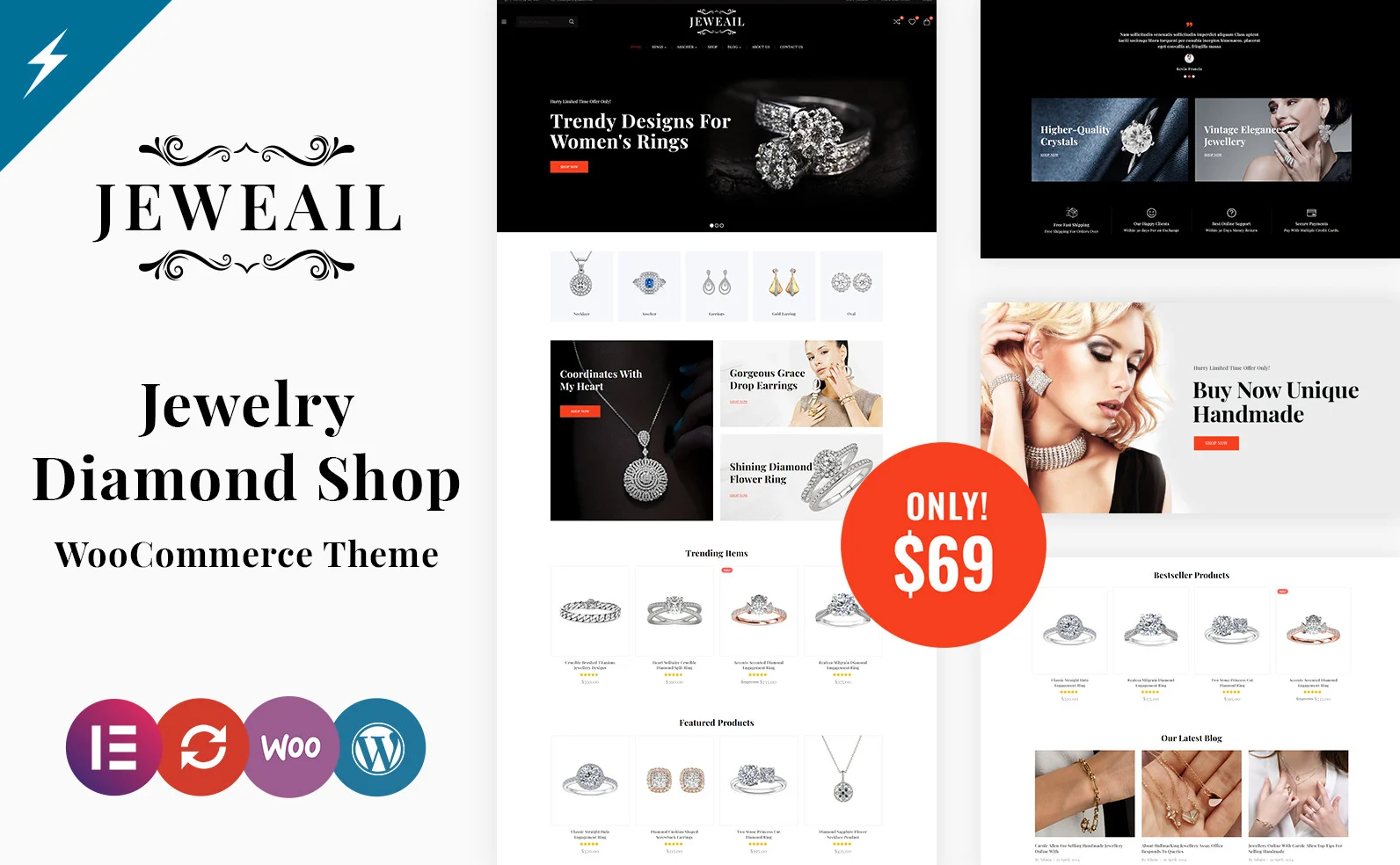 Jeweail - Diamond Jewelry & Watch Shop WooCommerce Theme