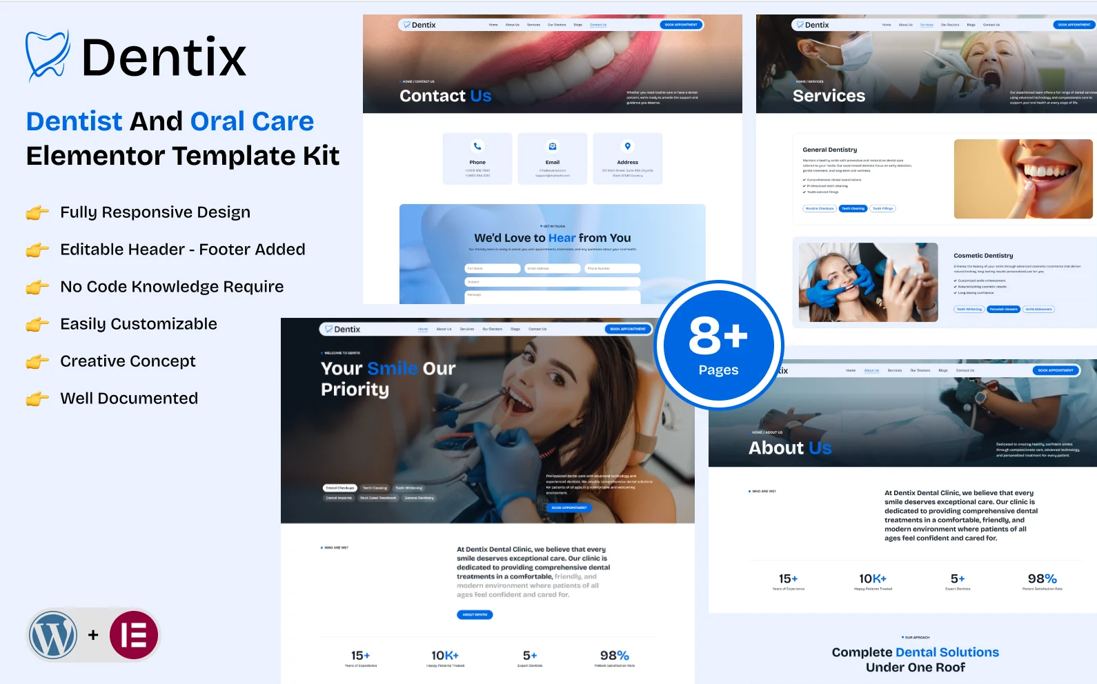 Dentix – Dentist And Oral Care Elementor Template Kit