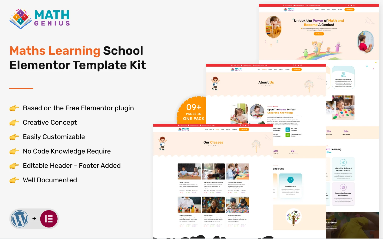 Math Genius – Maths Learning School Elementor Template Kit