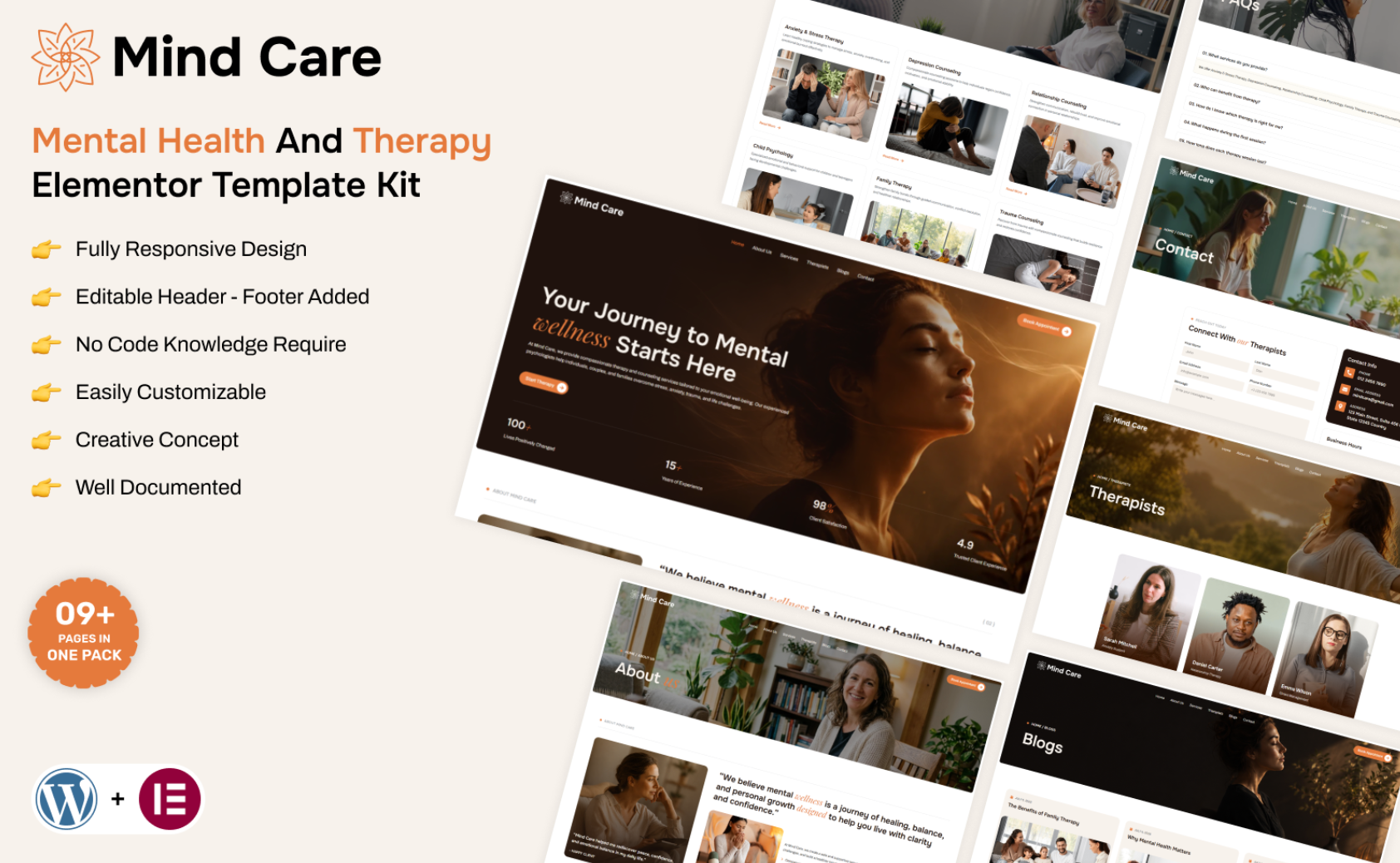 Mind Care – Mental Health And Therapy Elementor Template Kit