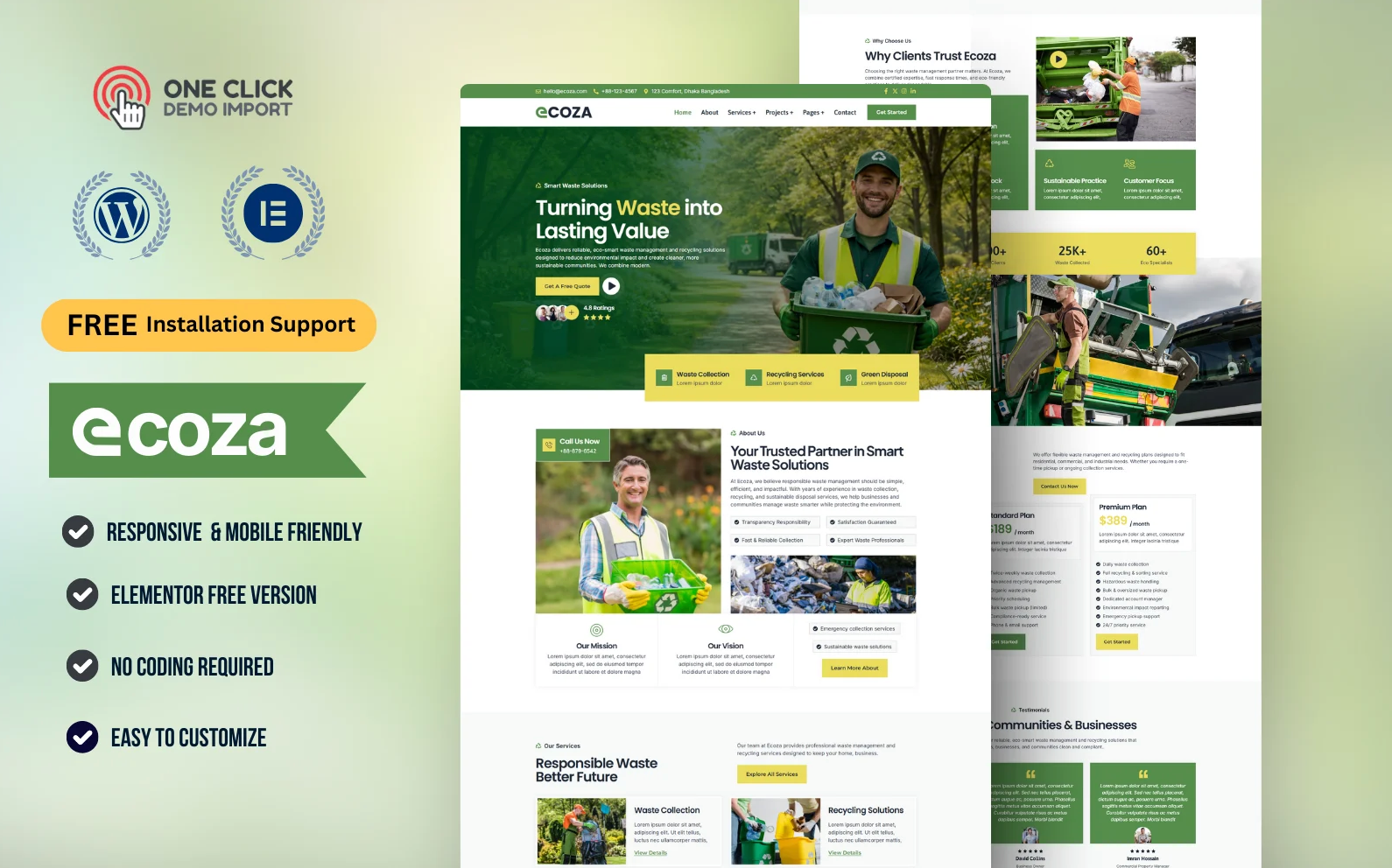 Ecoza – Recycling and Waste Management Multipurpose WordPress Elementor Template Kit — Elementor Kit by Templatemonster
