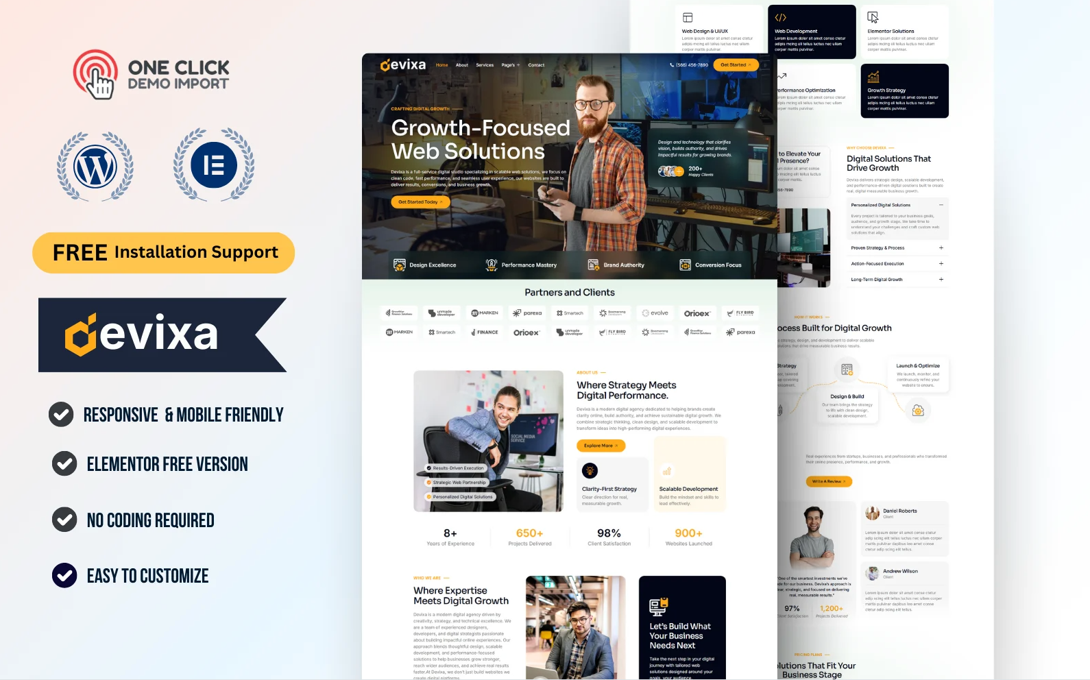 Devixa – Marketing Agency WordPress Elementor Template Kit | SEO, Branding & Advertising Website — Elementor Kit by Templatemonster