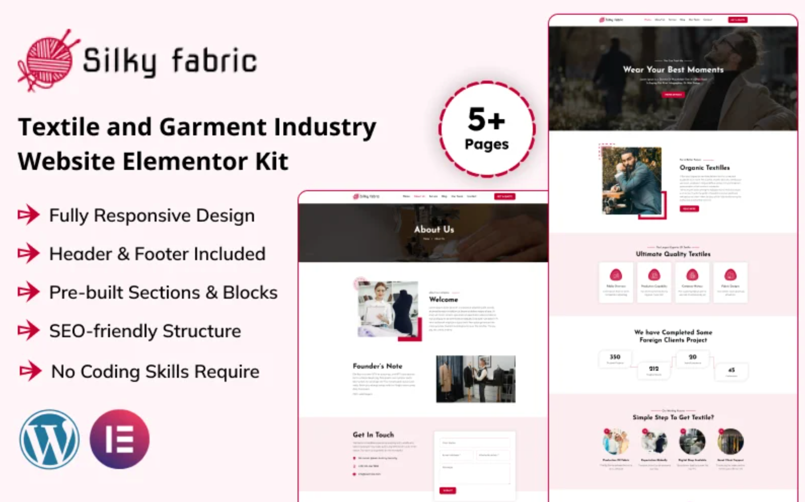 Silky Fabric – Textile and Garment Industry Website Elementor Kit