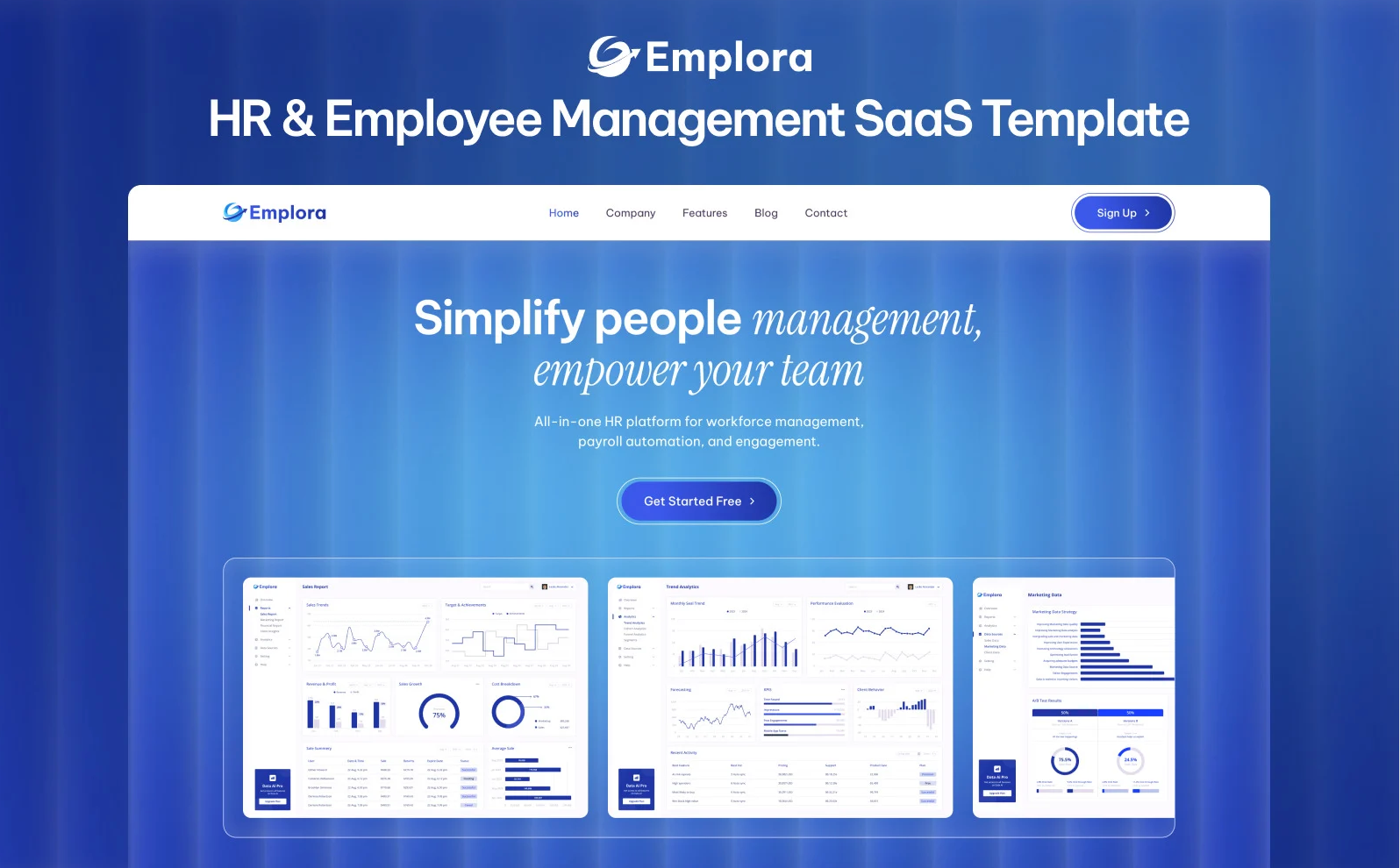 Emplora SaaS Elementor Template – HR Management