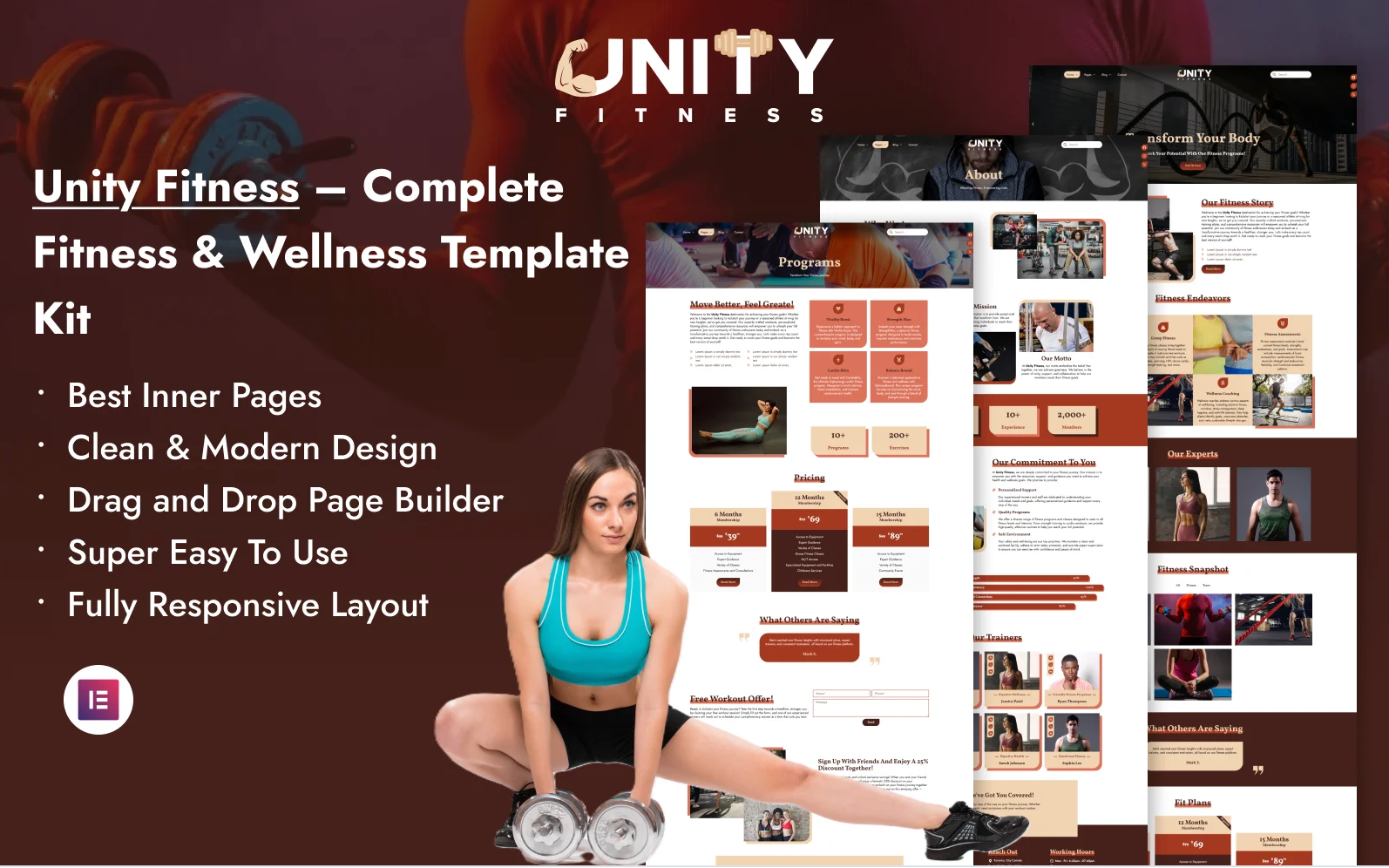 Unity Fitness – Complete Fitness WordPress Elementor Template Kit