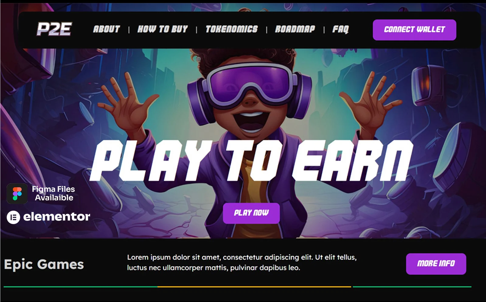 Play To Earn Crypto Meme Landing Page – P2E — Elementor Kit by Templatemonster