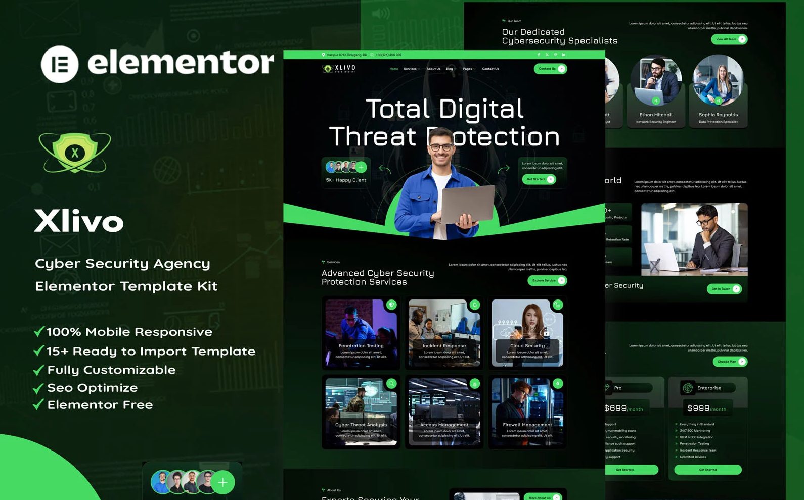 Xlivo – Cyber Security Agency Elementor Kit — Elementor Kit by Templatemonster