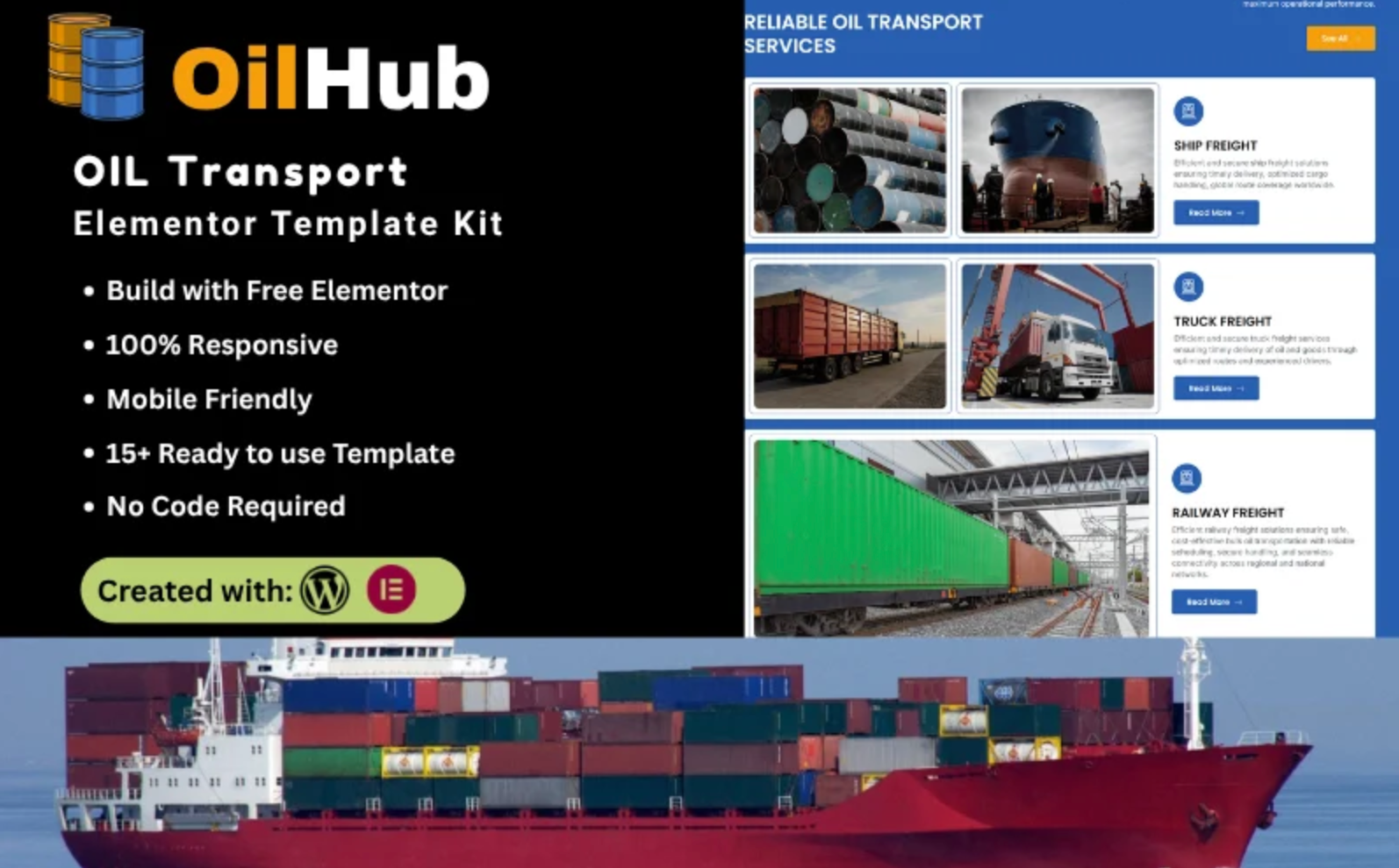 OilHub – Oil Transport Elementor Template Kit
