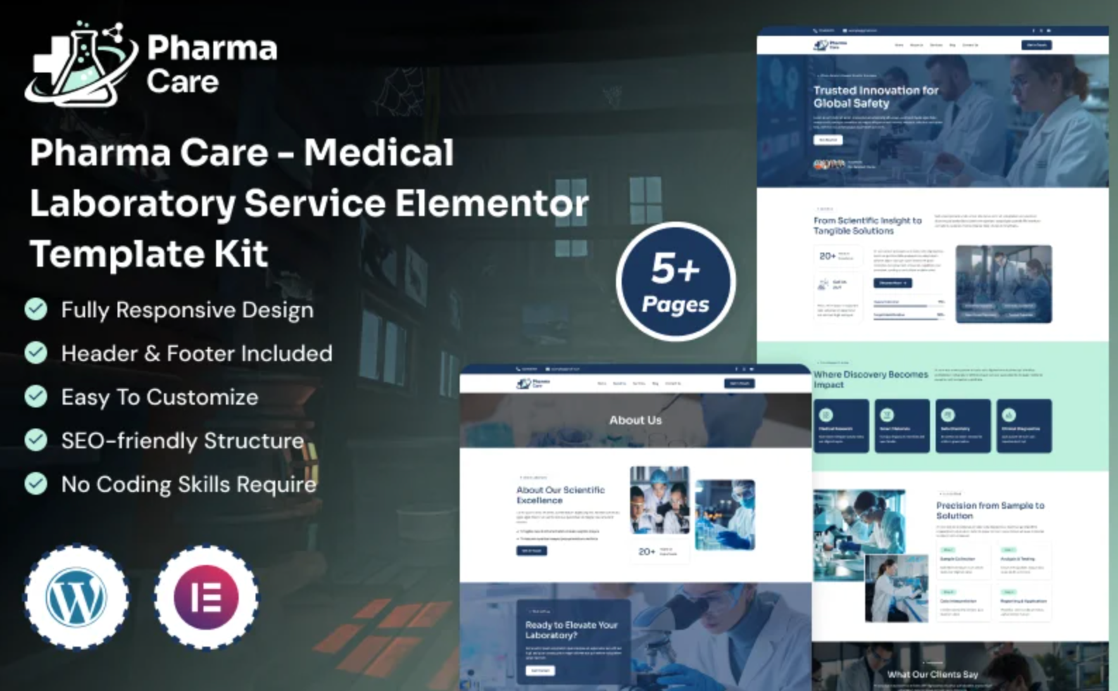 Pharma Care – Medical Laboratory Service Elementor Template Kit
