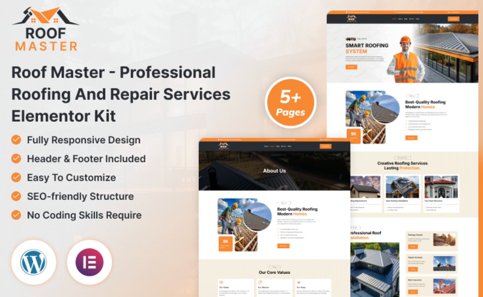 Roof Master – Professional Roofing and Repair Services Elementor Kit