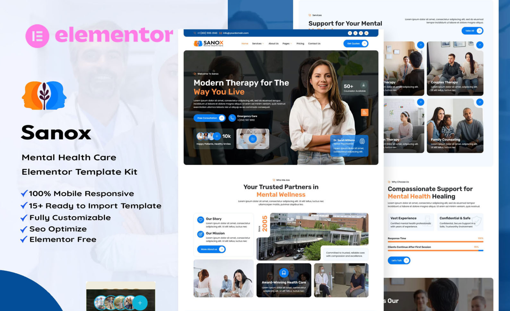 Sanox – Mental Health Care Elementor Kit