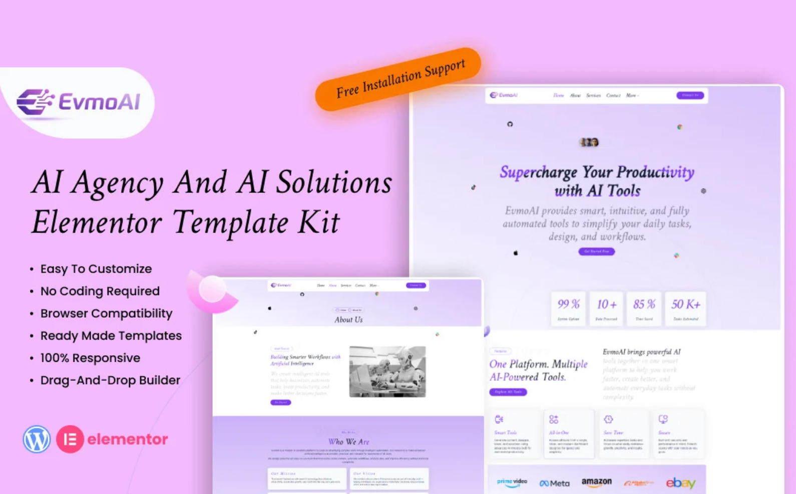 EvmoAI – AI Agency & AI Solutions Elementor Template Kit — Elementor Kit by Templatemonster