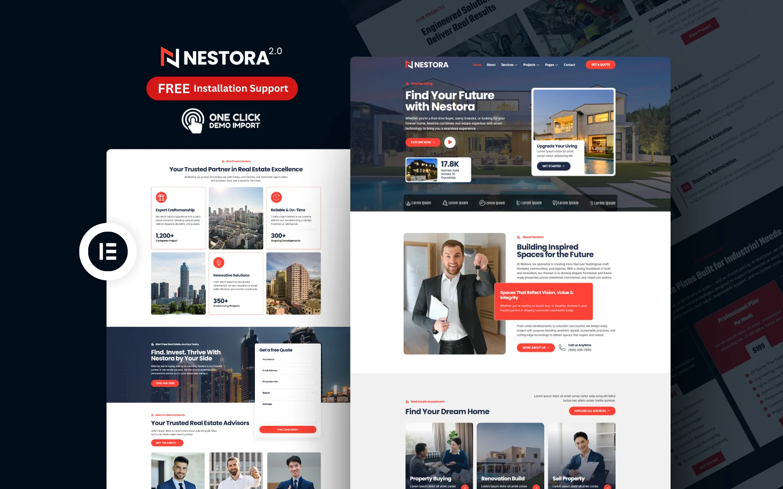 Nestora 2.0 – Real Estate & Construction WordPress Elementor Template Kit
