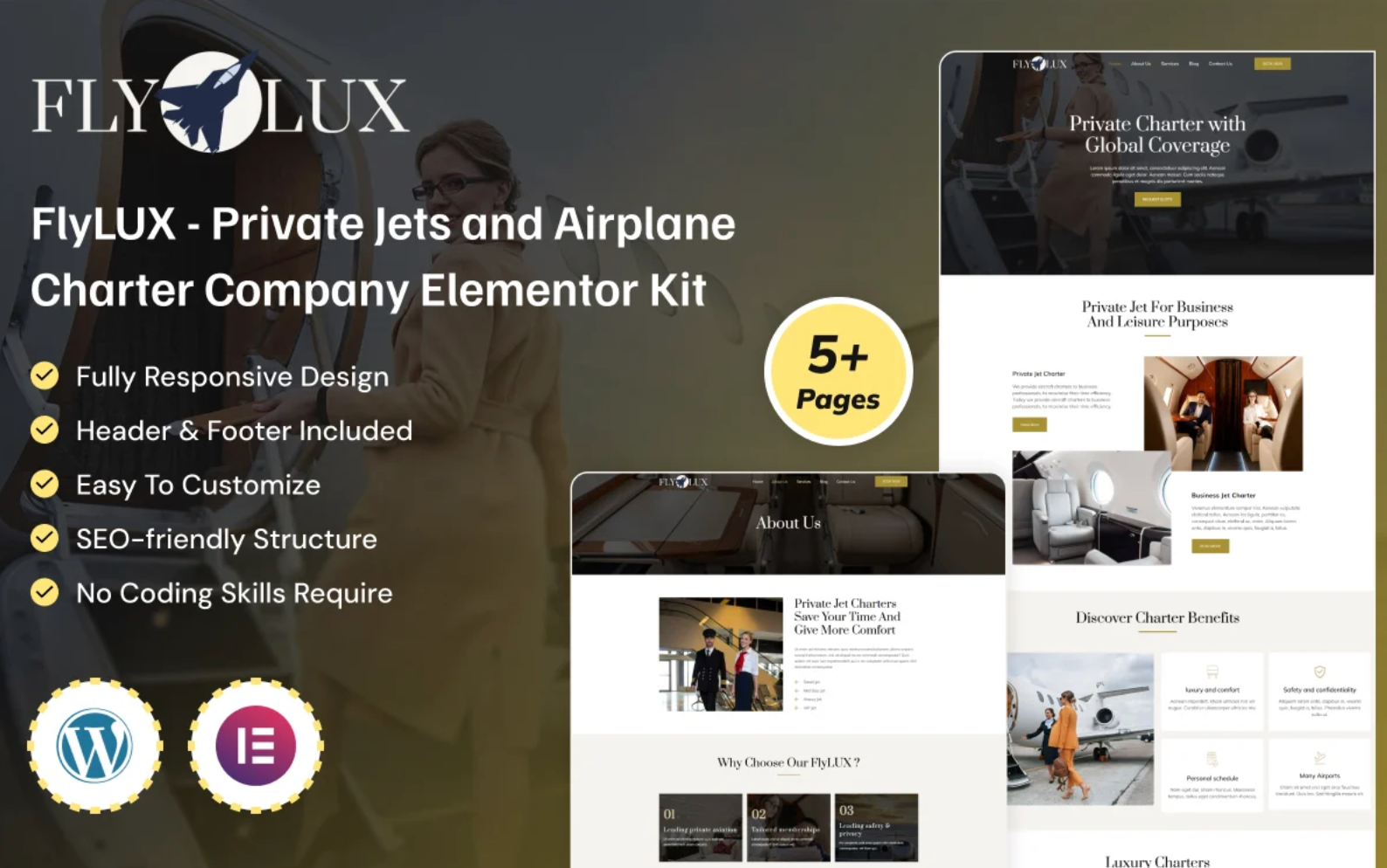 FlyLUX – Private Jets and Airplane Charter Company Elementor Kit