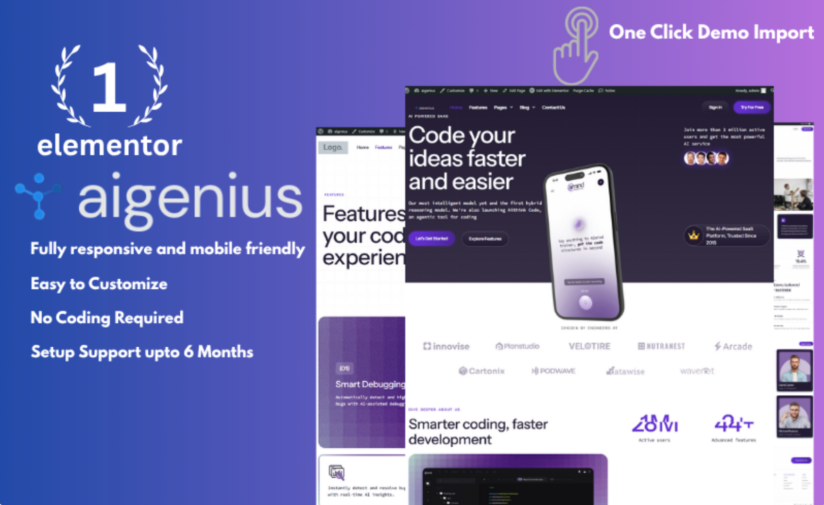 AI Genius – AI SaaS Elementor Template Kit