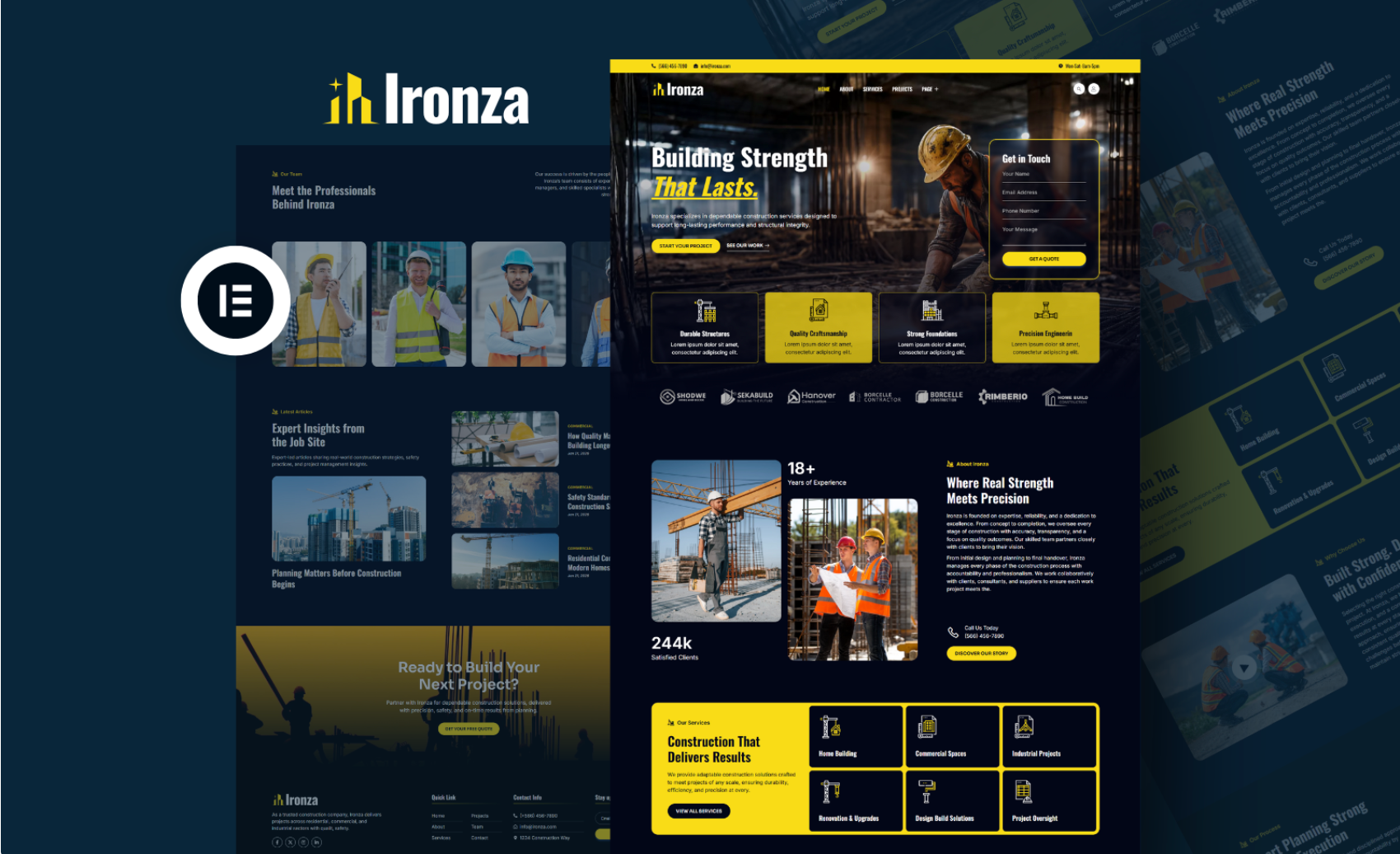 Ironza – Construction & Engineering Website Builder | Building & Architecture Elementor Kit