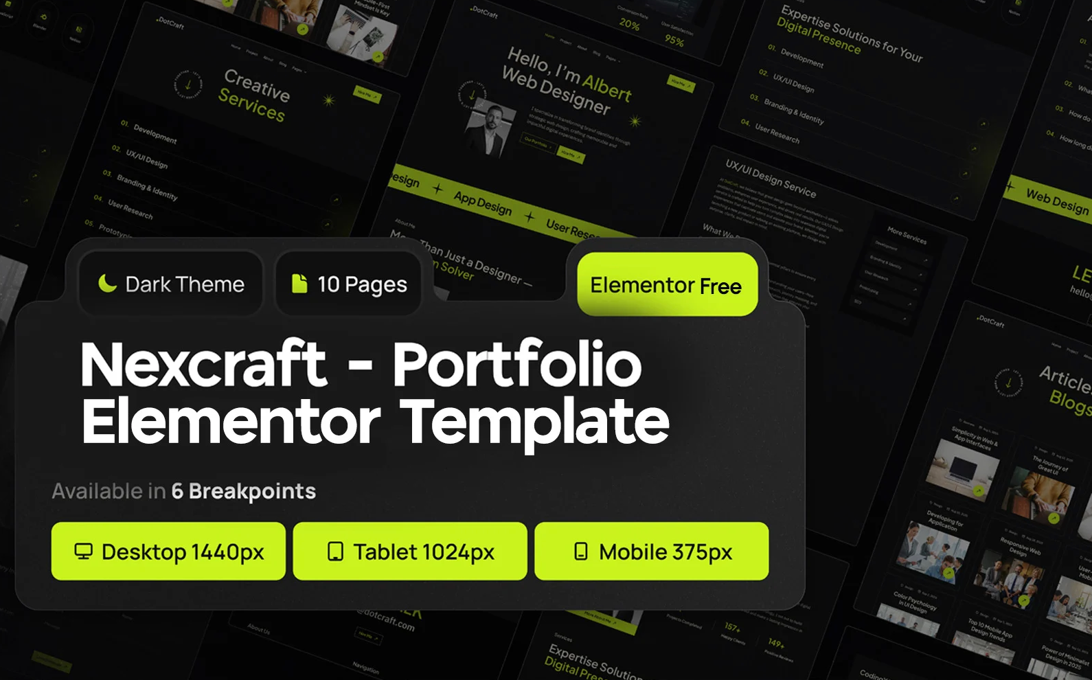 Nexcraft – Portfolio & Freelancer Elementor Template Kit