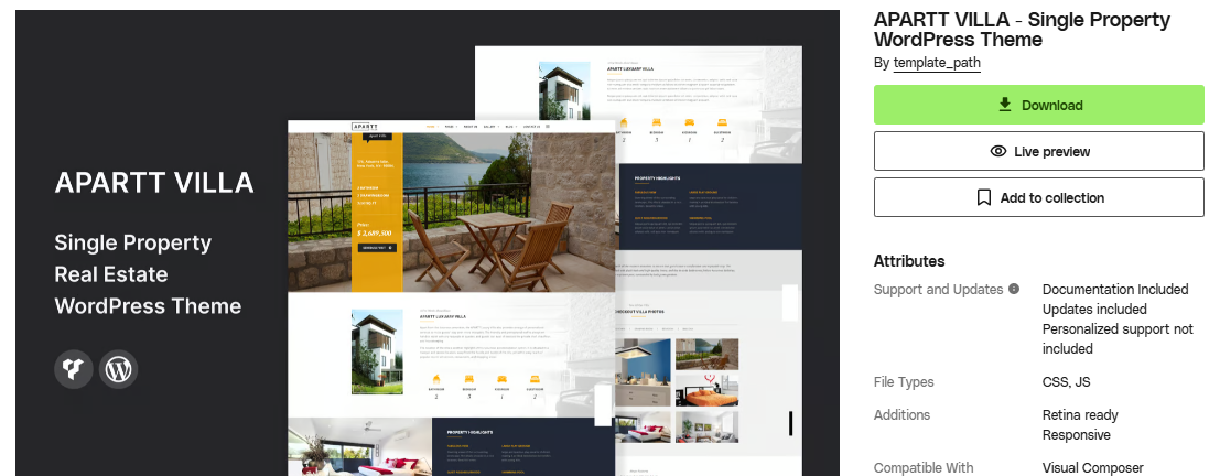 Product Image - APARTT VILLA – Single Property WordPress Theme