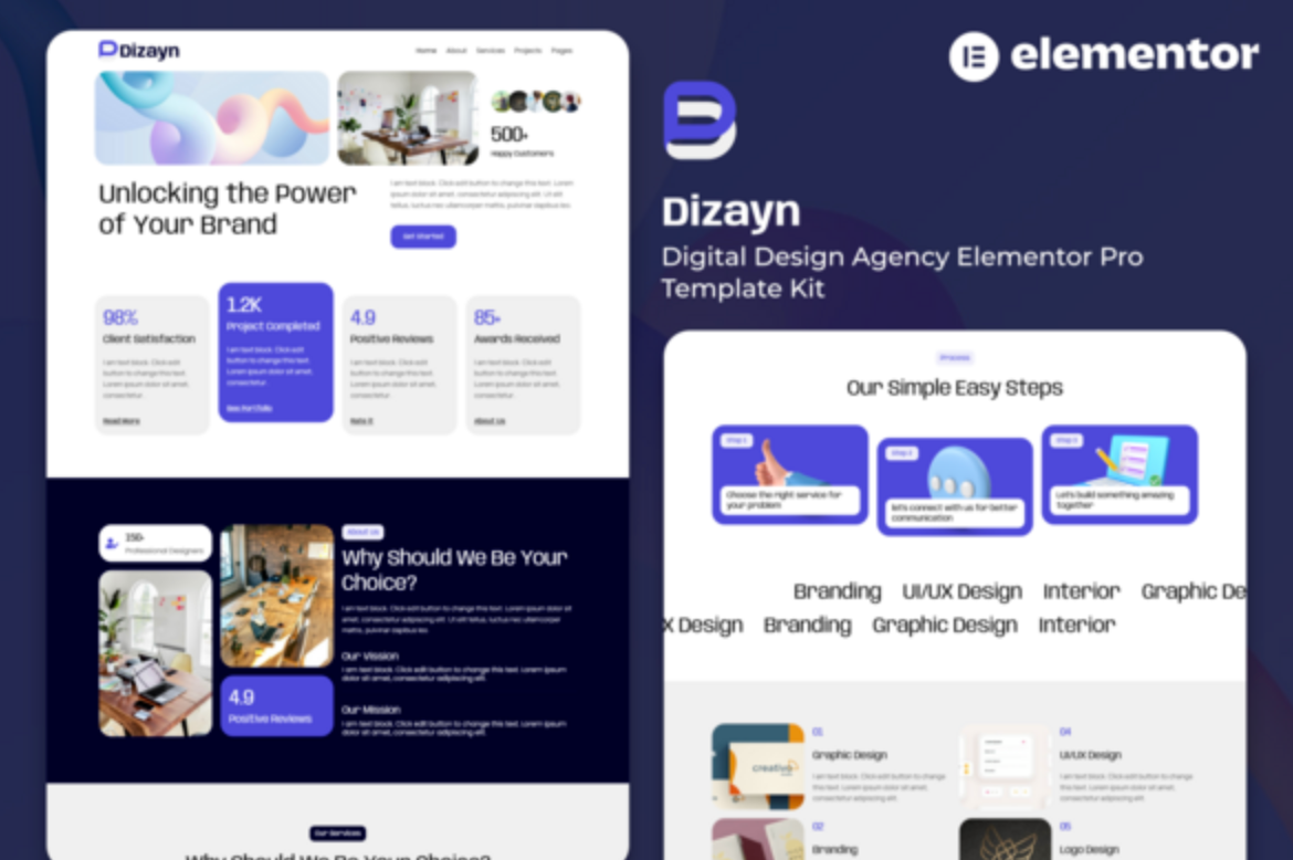 Dizayn - Digital Design Agency Elementor Pro Template Kit