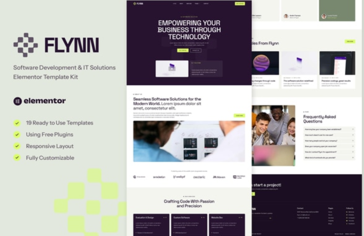 Flynn - Software Development & IT Solutions Elementor Template Kit