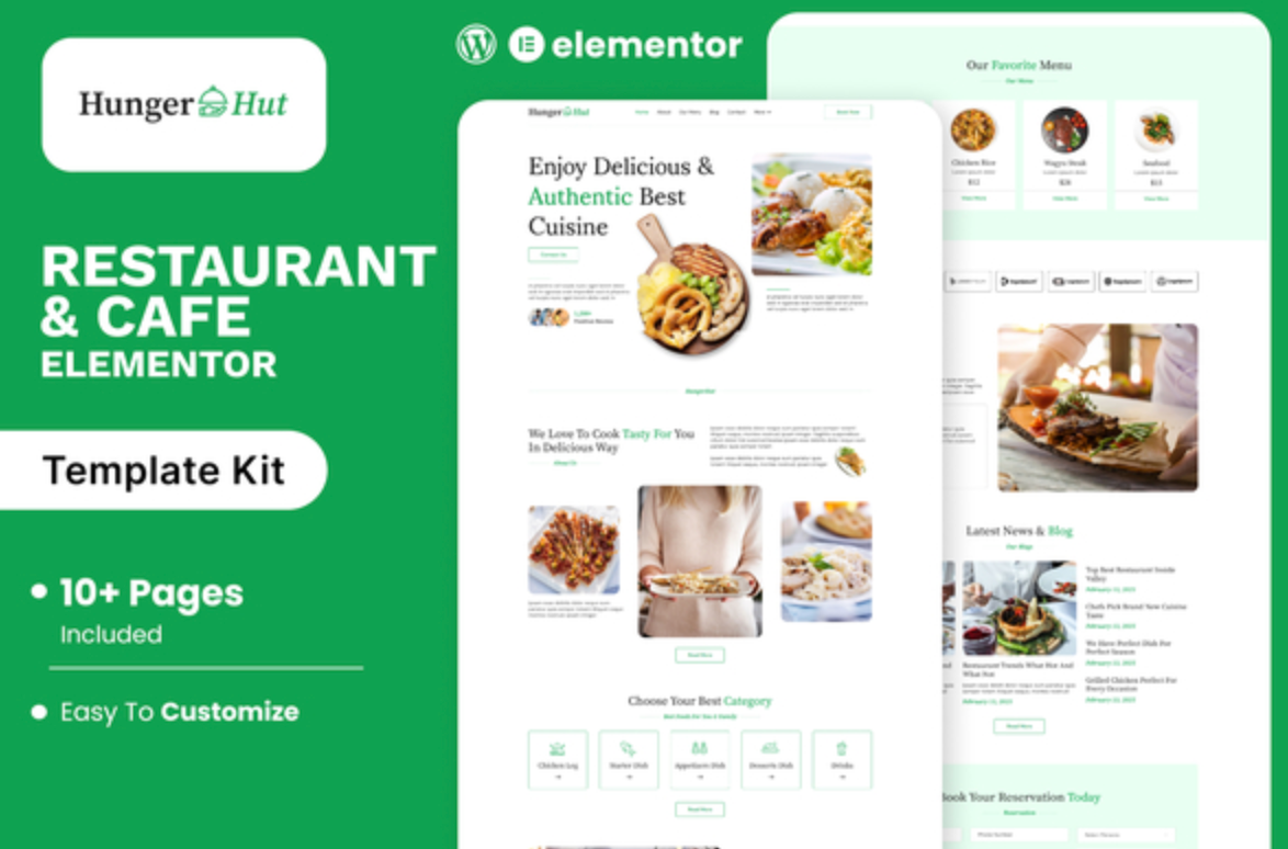 HungerHut - Restaurant & Cafe Elementor Template Kit