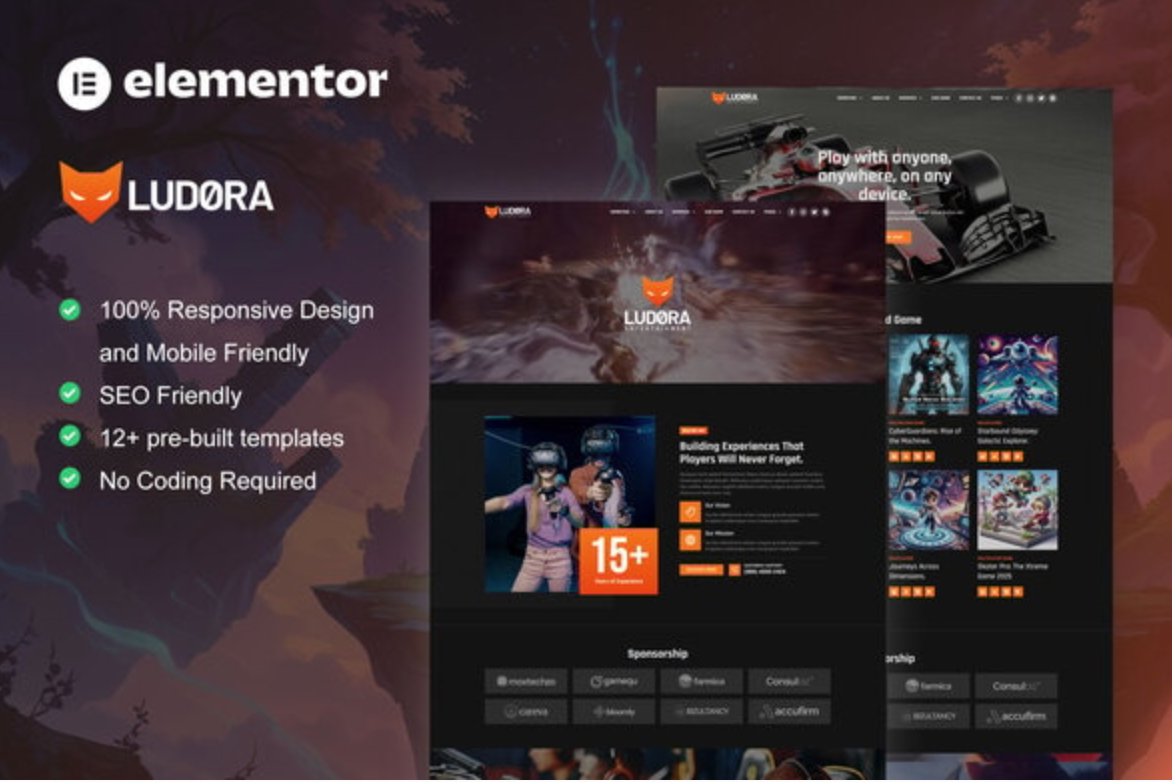 Ludora - Game Developer & Studio Elementor Pro Template Kit