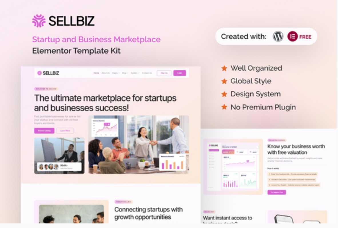 Sellbiz - Startup and Business Marketplace Elementor Template Kit